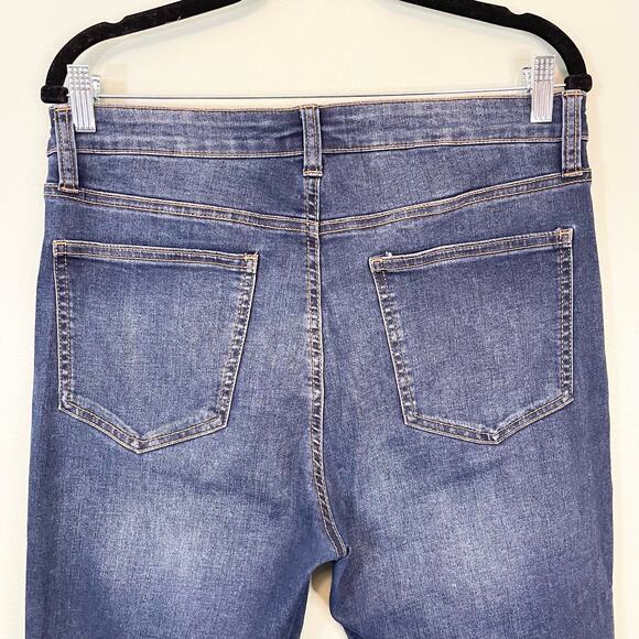 Celebrity Pink Blue Denim Stretch Distressed Button Skinny Ankle Jeans Size 13 - Picture 5 of 10